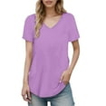 thumbnail image 1 of Ediodpoh Stylish Women's T-Shirts Casual Short Sleeve Tops Comfortable Fashion for Any Occasion Womens Summer Tops Light Purple XXL, 1 of 5