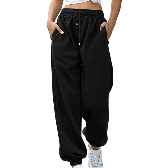 Fgnfyis Sweatpants for Women Bottom Sweatpants Joggers Pants Workout High Waisted Yoga with Pockets A55 Womens Pants Black_001 XL
