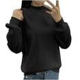 thumbnail image 1 of Ediodpoh Sweatshirt Pullover Women's Basic Long Sleeve Shirt Women Crew Neck Without Hood Autumn Winter Casual Long Sleeve Tops Long Sleeve Blouse Tops Women's Sweatshirt Black M, 1 of 5
