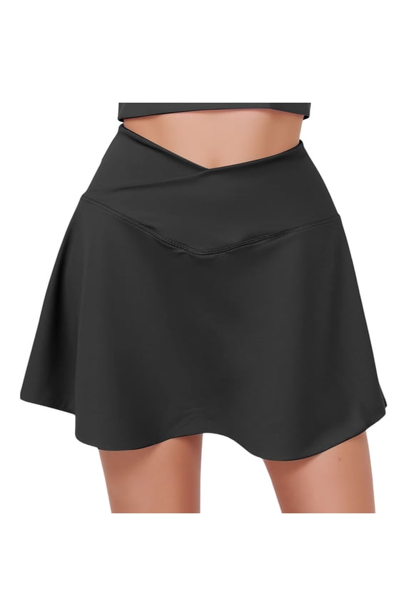 Tennis Skirt Pleated 2 in 1 Athletic Skorts with Pockets Shorts High Waisted for Workout Running Yoga and Sports Mini Skirts for Women Black L