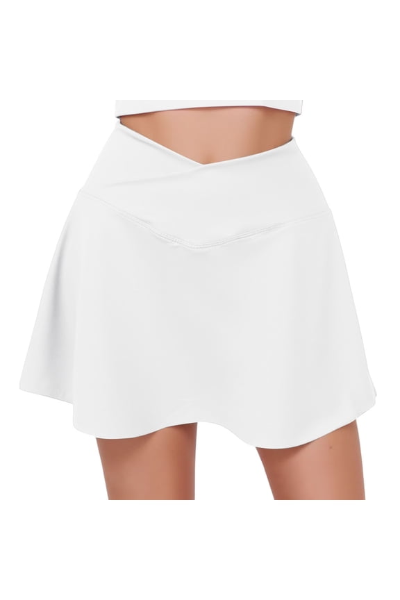 Tennis Skirt Pleated 2 in 1 Athletic Skorts with Pockets Shorts High Waisted for Workout Running Yoga and Sports Mini Skirts for Women White M
