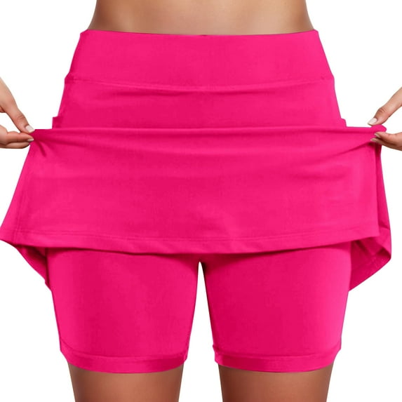 Ediodpoh Tennis Skirts Mid Waist Skirt Pants Women Casual Sports with Pockets Two Piece Short Skirts for Everyday Wear Women's Skirts Hot Pink XXXXL