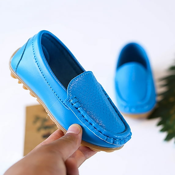 Ediodpoh Toddler Little Kid Boys Girls Soft Slip on Loafers Dress Flat Shoes Boat Shoes Casual Shoes Blue 30
