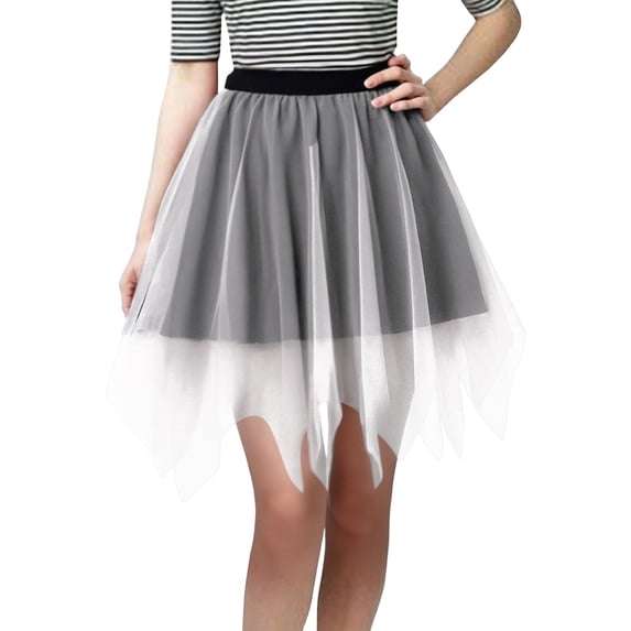 Ediodpoh Tutu Skirt Solid Color Carnival Tiered Mesh Skirt with Asymmetrical Hem for Festive Party Wear Ballet Skirt White One Size