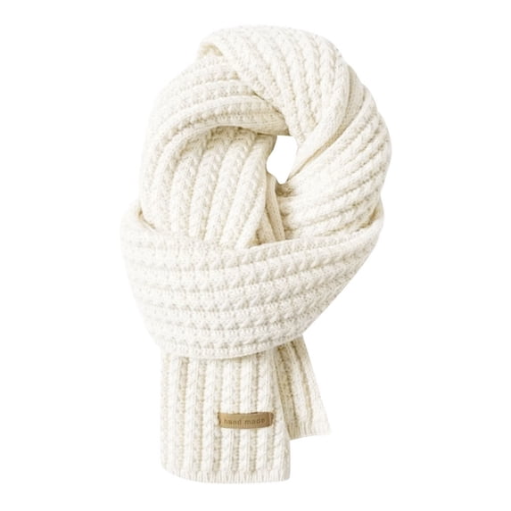 Riforla Unisex Knit Scarf Winter Warm Thick Wool Shawl Cozy and Soft Wrap for Women Men and Students Versatile Fashion White