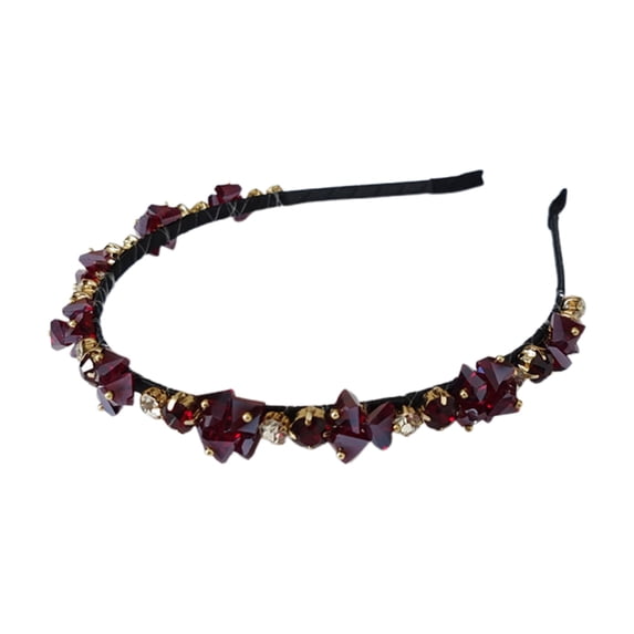 Riforla Versatile Rhinestone Headband for Women Handmade Elegant Hair Accessory for All Seasons and Special Events Watermelon Red