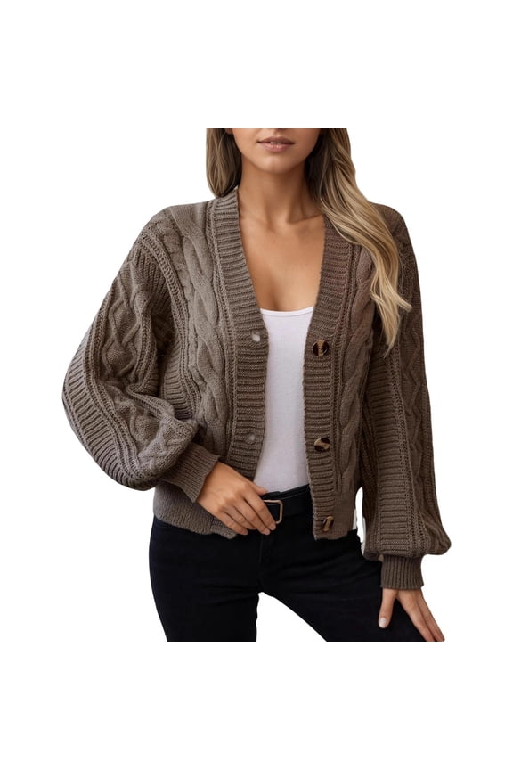 Ediodpoh Versatile Womens Cardigan Sweaters Relaxed Fit Solid Knit Sweater Jacket with Button Closure and Classic Detailing Coffee S