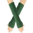 thumbnail image 1 of Riforla Warm Knitted Fingerless Extended Sleeves Long Arm Warmers for Women Winter Protection and Elegant Style Dark Green, 1 of 4