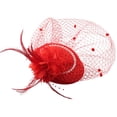 thumbnail image 1 of Fgnfyis Wedding Fascinator Hat with Netting and Feathers Elegant Headpiece for Day and Bridal Retro Style Red, 1 of 2