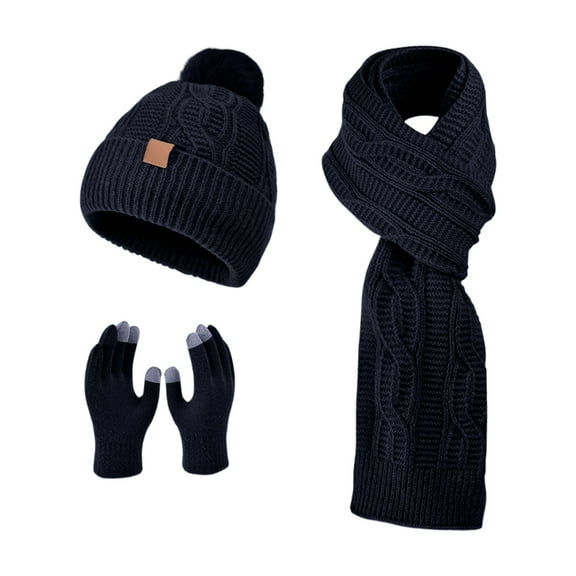 Ediodpoh Winter Hat Scarf and Gloves Set for Baby Fashionable Outdoor Warm Three Piece Set Black