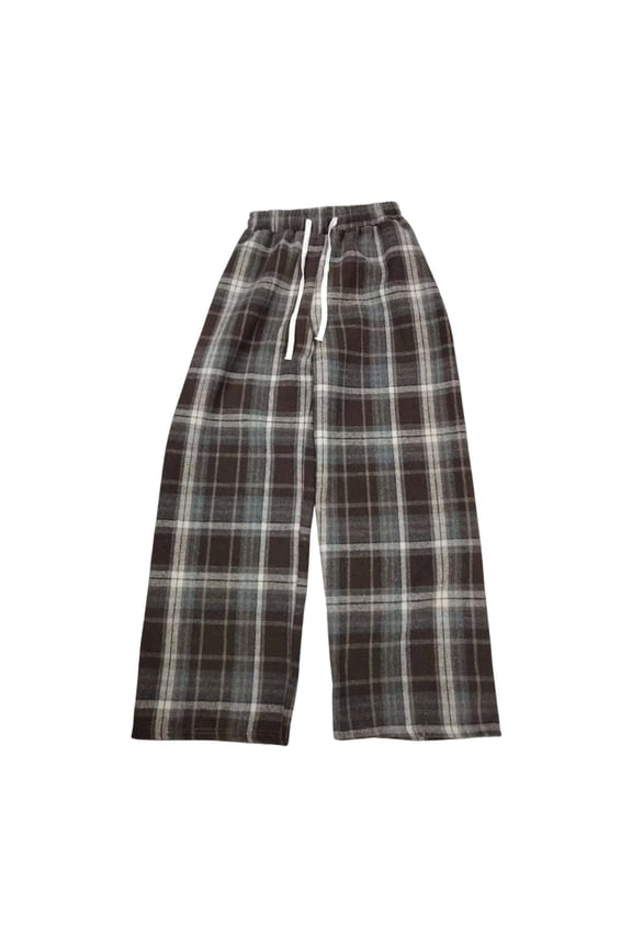 Winter Pants for Women Casual Plaid Warm Flannel Lined Straight Leg Trousers Loose Fit Comfortable for Everyday Wear Coffee S