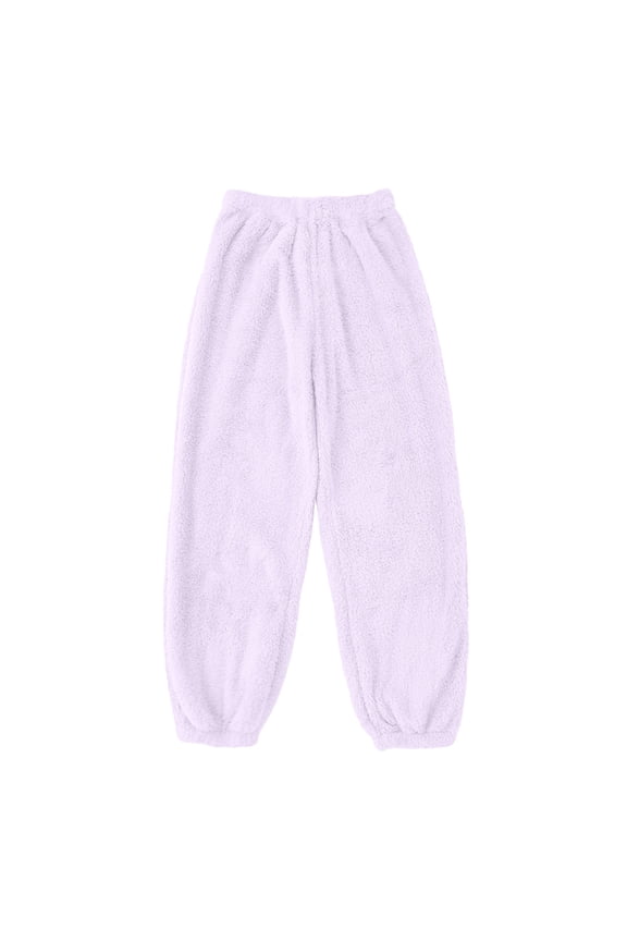 Ediodpoh Winter Pants for Women Fashion Comfort Casual Solid Sports Plush Corset Tapered Pants Purple XS
