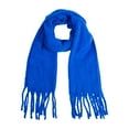 thumbnail image 1 of Riforla Winter Scarf Fashionable Outdoor Warm Accessory Solid Color with Fringe Thick and Comfortable for Cold Weather Blue, 1 of 4