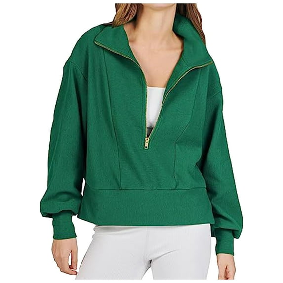 Ediodpoh Women 2 Piece Tracksuit Set Quarter Zip V Neck Long Sleeve Pullover Sweatshirts for Women with Shorts Pajamas Green XL