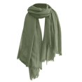 thumbnail image 1 of Ediodpoh Women's Linen Scarf Long Voile Shawl for Travel Beach Sun Protection Korean Japanese Style Bohemian Army Green, 1 of 3