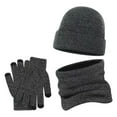 thumbnail image 1 of Ediodpoh Women Autumn Winter Wool Knit Hat Scarf and Gloves Set Thick Thermal Windproof Three Piece Dark Gray, 1 of 4