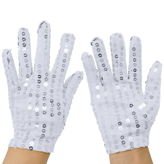 Ediodpoh Women Colorful Stage Performance Sequin Gloves for Dress Decoration Party and Performance Events Silver