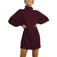 thumbnail image 1 of Ediodpoh Women Fashion Casual Solid Long Sleeve Sweater Dress Turtleneck Sweater Dress Pullover for Winter S, 1 of 6
