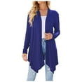 thumbnail image 1 of Ediodpoh Women Fashion Long Sleeve Cardigan for Women Autumn Lightweight Open Front Draped Mid Long Asymmetric Coat Blue M, 1 of 5
