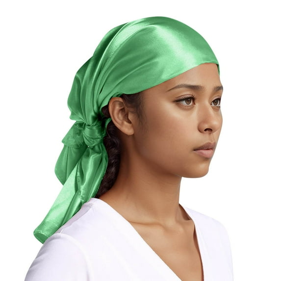 Riforla Women Fashion Solid Satin Square Head Scarf Lightweight Neck Scarves Hair Bandana for Style Green
