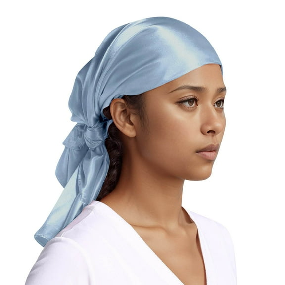 Ediodpoh Women Fashion Solid Satin Square Head Scarf Lightweight Neck Scarves Hair Bandana for Style Light Blue