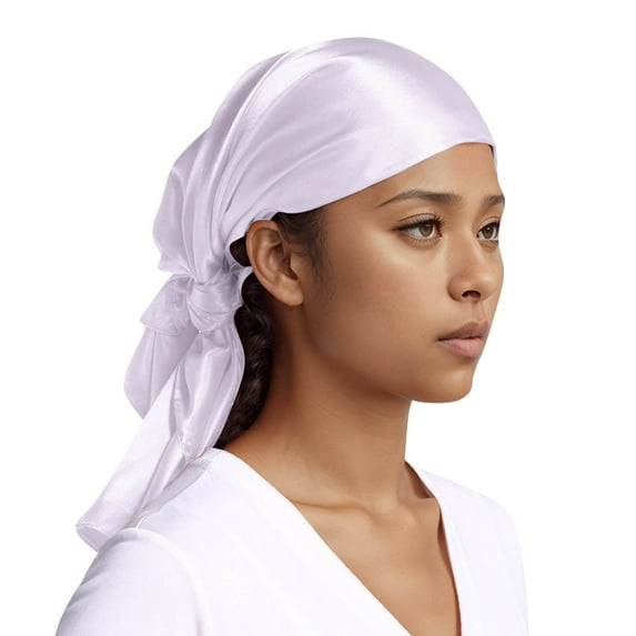 Riforla Women Fashion Solid Satin Square Head Scarf Lightweight Neck Scarves Hair Bandana for Style White