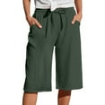 thumbnail image 1 of Ediodpoh Women Fashion Straight Leg Casual Pants High Waist Sports Loose Pants with Waist Tie Elastic Womens Sweatpants Knee-length_Army Green XXXL, 1 of 7