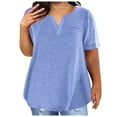 thumbnail image 1 of Ediodpoh Women Fashion Top Color Block Gradient Print V Neck Top Shirt Short Sleeve T Shirt Casual Loose Top Blouse Women's Tops Blue XXXXL, 1 of 7