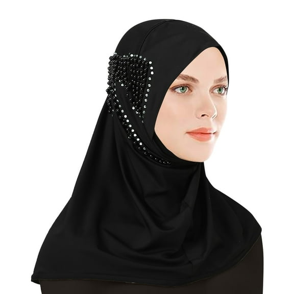 Ediodpoh Women Fashionable Stretch Hijab Malay Indonesian Wrap for Stylish Head Covering Black