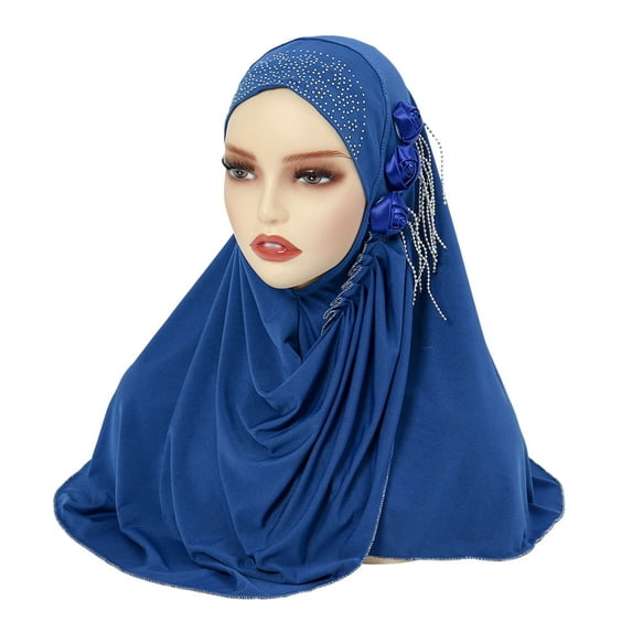 Ediodpoh Women Hat Ruffle Cancer Chemo Turban Wrap Cap Scarf Shawl for Wear Bandanas for Women Blue