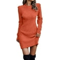 thumbnail image 1 of Ediodpoh Women High Long Sleeve Solid Color Knitted Long Dress Sweater Dress for Fall and Winter Bodycon Style Orange M, 1 of 6