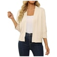 thumbnail image 1 of Ediodpoh Women Lightweight Lace Crochet Cardigan Three Quarter Sleeve Knit Shawl Knit Tops for Women for Layering Beige XL, 1 of 6
