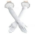 thumbnail image 1 of Ediodpoh Women Long Opera Party 1920s Satin Tea Party Gloves Stretch with Feather for Events White, 1 of 4