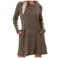 thumbnail image 1 of Ediodpoh Women Long Sleeved Dress with Belted Pocket Stylish Sweater Dress for Fall and Winter Fashion Grey L, 1 of 4
