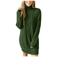 thumbnail image 1 of Ediodpoh Women Long Sleeved Round Neck Dress Knitted Pullover Sweater Dress for Women with Comfortable Fit Green M, 1 of 4