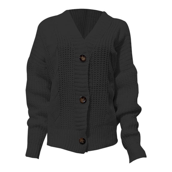 Ediodpoh Women Loose Knit Cardigan Sweater Button up Knit Cardigan Sweaters for Women for Fall and Winter Black M