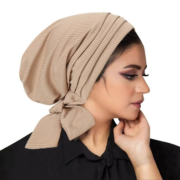 Ediodpoh Women Middle Hijab Thread Fashionable Stretch Headscarf Malay Indonesian Style Khaki
