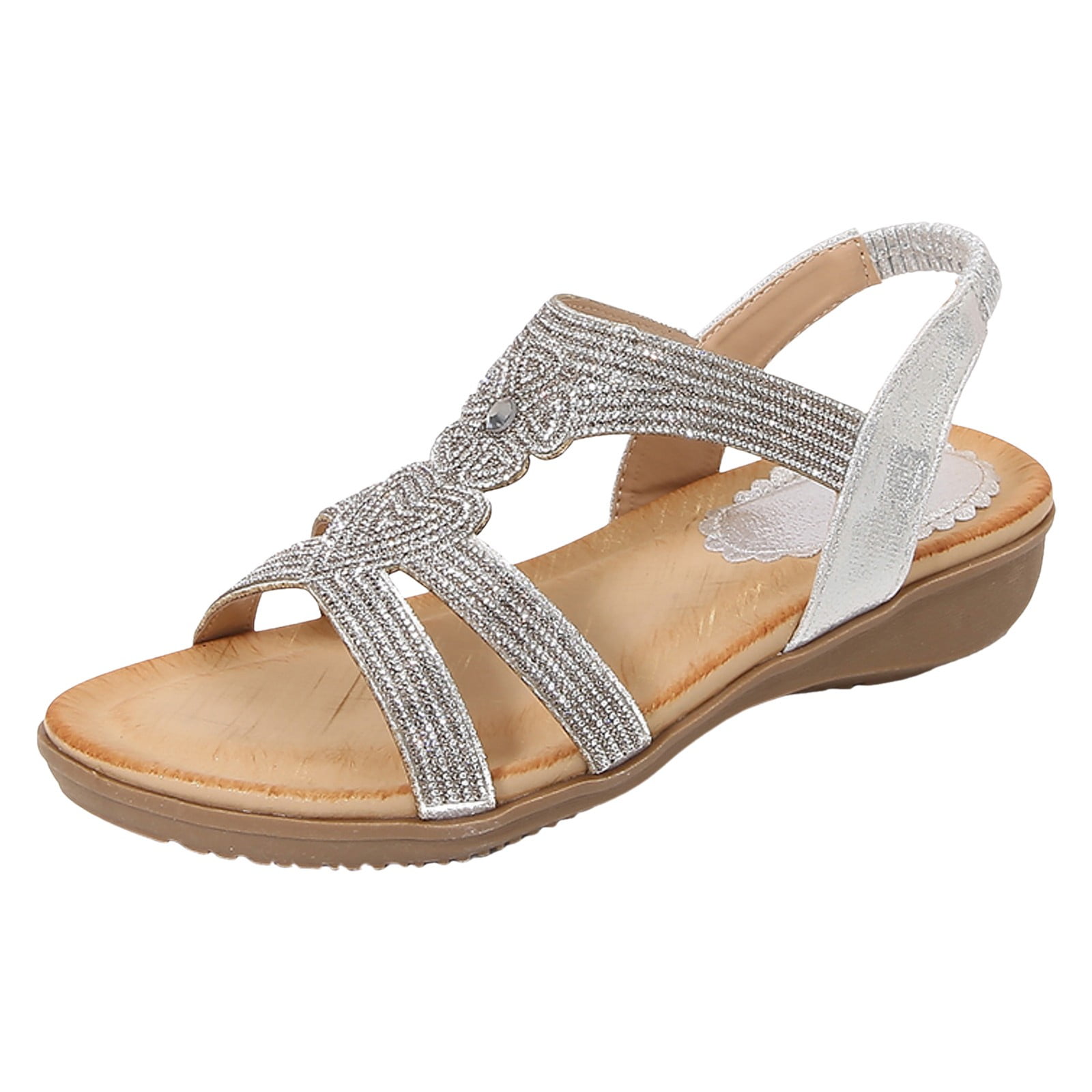 Ediodpoh Women Shoes Boho Style Flip Flops Beaded Rhinestone Buckle