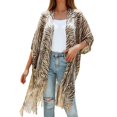 thumbnail image 1 of Ediodpoh Women Smock Top with Hollowed Out Tassels Sunshade Beach Shawl Cover up for Summer Khaki, 1 of 5