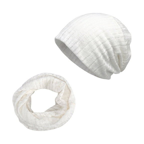 Ediodpoh Women Solid Color Slouchy Turban Hat Stretch Cancer Headwear Sleep Cap and Scarf White