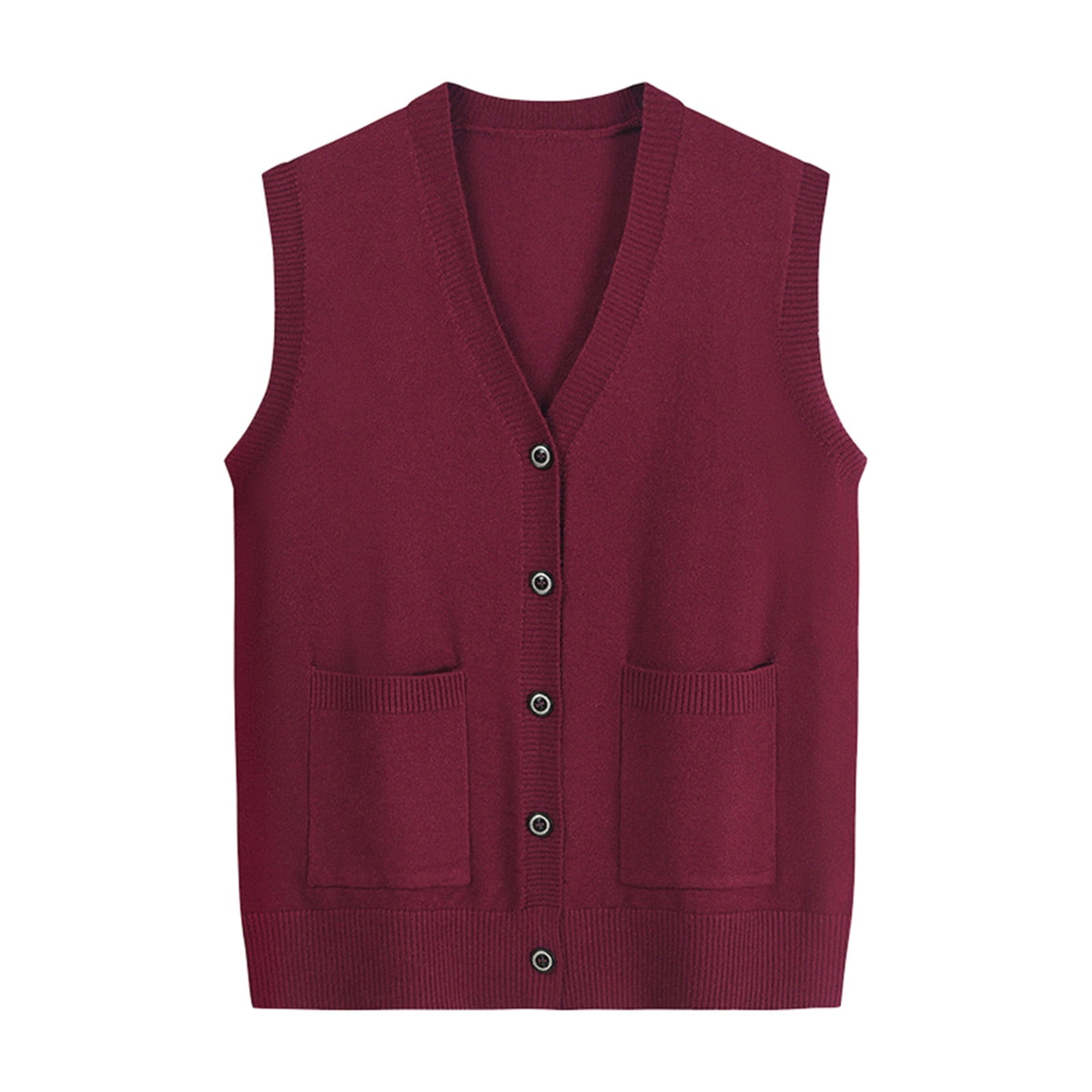 Ediodpoh Women Spring and Autumn Casual Comfort Knitted Button up V Neck Vest Cardigan with