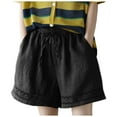 thumbnail image 1 of Riforla Women Summer Shorts 2024 Fashionable Elastic Waist Drawstring Comfort Shorts Casual Loose Holiday Shorts for Women Black L, 1 of 4