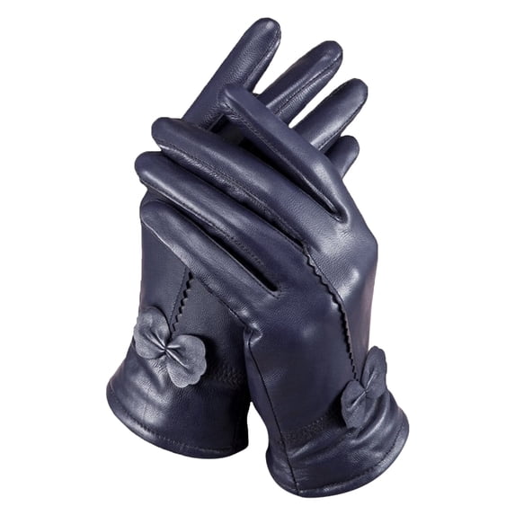 Ediodpoh Women Winter Touchscreen Gloves Warm Lined Leather Water Proof Mittens for Bike and Daily Navy