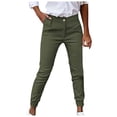 thumbnail image 1 of Ediodpoh Women Workout Casual Pants High Waist Solid Color Fitness Pocket Leggings Cropped Womens Pants Army Green XXL, 1 of 9
