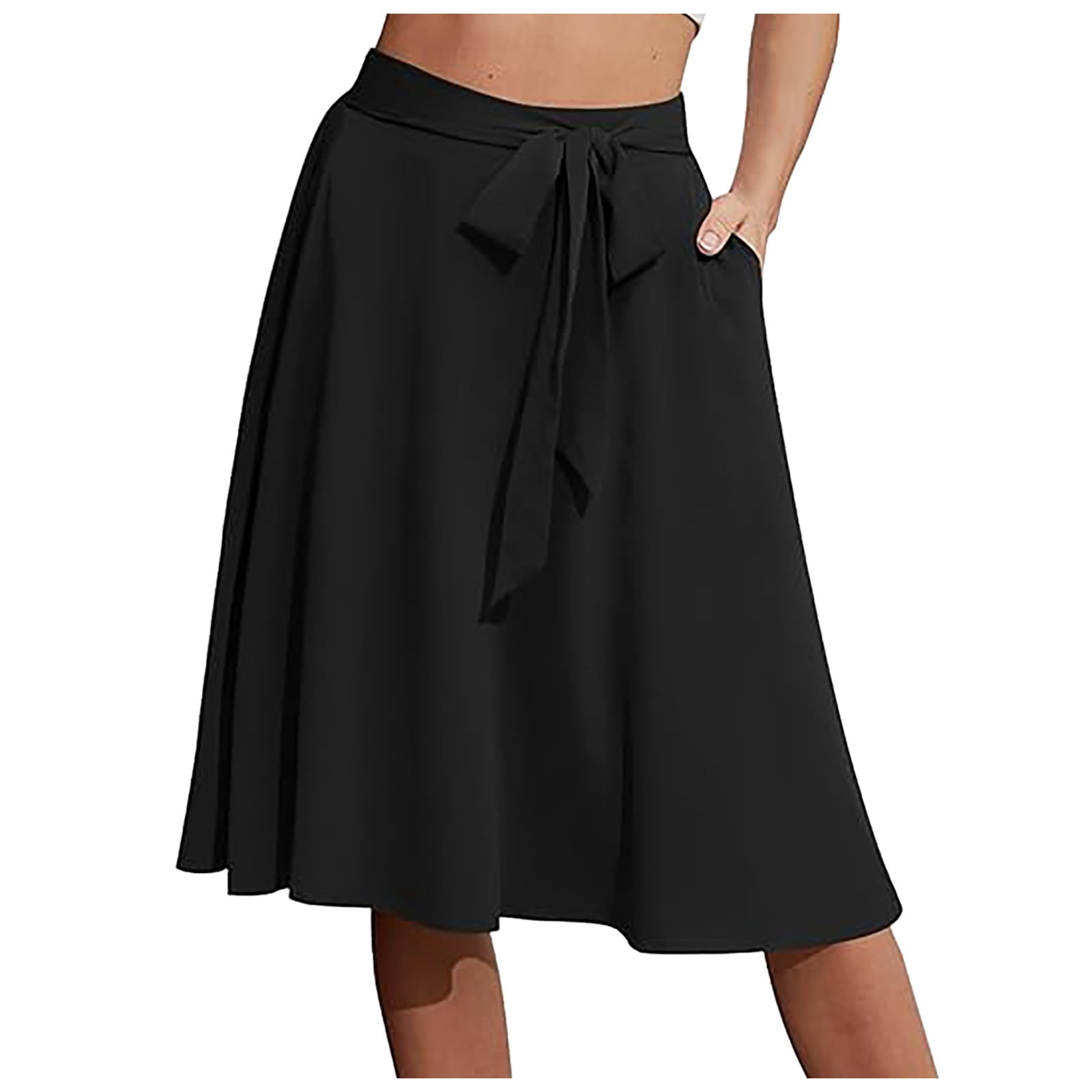 Ediodpoh Women's A Line Pockets Skirt High Waist Flared Midi Skirts