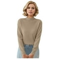 thumbnail image 1 of Ediodpoh Women's Autumn Pullover Elegant Long Sleeved Solid Color Warm Sweater Fall Sweaters for Women for Winter and Comfort Khaki M, 1 of 5