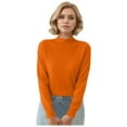 thumbnail image 1 of Ediodpoh Women's Autumn Pullover Elegant Long Sleeved Solid Color Warm Sweater Fall Sweaters for Women for Winter and Comfort Orange M, 1 of 5
