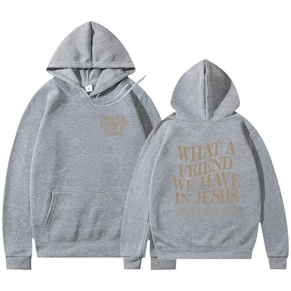 Ediodpoh Women's Autumn Winter Letters Double Sided Print Long Sleeve Hoodie with Cap Strap Pocket Pullover hoodies for women Grey XXL