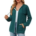 thumbnail image 1 of Ediodpoh Women's Autumn Winter Loose Long Sleeve Hooded Zipper Cardigan for Women Pocket Sweater Green S, 1 of 8