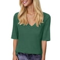 thumbnail image 1 of Fgnfyis Womens Tops Women's Basic V Neck Short Sleeve T Shirt Casual Comfortable Summer Top for Daily Wear with Jeans Print T Shirts for Women Green L, 1 of 4